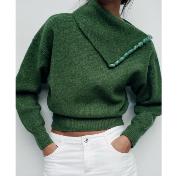 Zara Sweaters - Zara BALL TRIM KNIT SWEATER